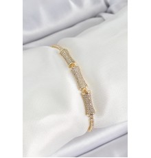 Pirinç Gold Renk Zirkon Taşlı Kemik Model Kadın Bileklik - TJ-BB7070