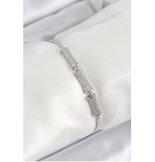 Pirinç Gümüş Renk Zirkon Taşlı Kemik Model Kadın Bileklik - TJ-BB7071