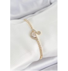 Pirinç Gold Renk Zirkon Taşlı Kuğu Model Kadın Bileklik - TJ-BB7072