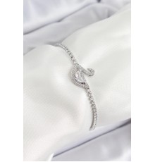 Pirinç Gümüş Renk Zirkon Taşlı Kuğu Model Kadın Bileklik - TJ-BB7073