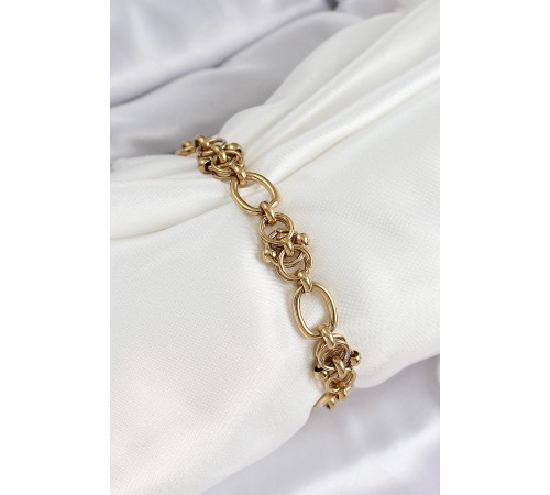 316L Çelik Gold Renk Zincirli Kadın Bileklik - TJ-BB7075