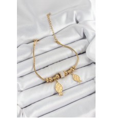 316L Çelik Gold Renk Balık Model Kadın Bileklik - TJ-BB7076