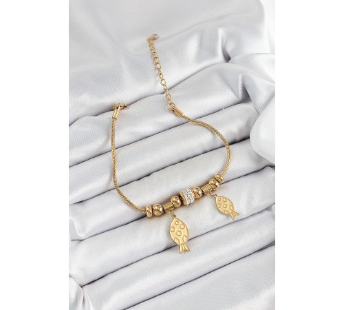 316L Çelik Gold Renk Balık Model Kadın Bileklik - TJ-BB7076