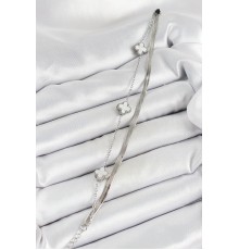 316L Çelik Gümüş Renk Beyaz Yoncalı 2'li Kadın Bileklik - TJ-BB7078