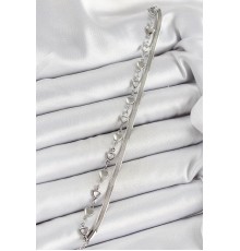 316L Çelik Gümüş Renk Kalpli Zincir ve İtalyan Zincirli 2'li Kadın Bileklik - TJ-BB7083