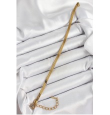 316L Çelik Gold Renk Yassı Zincir Model Kadın Bileklik - TJ-BB7086