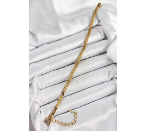 316L Çelik Gold Renk Yassı Zincir Model Kadın Bileklik - TJ-BB7086