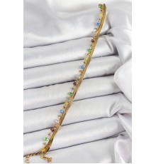 316L Çelik Gold Renk Karışık Renkli Kristal Taşlı Kadın Bileklik - TJ-BB7090
