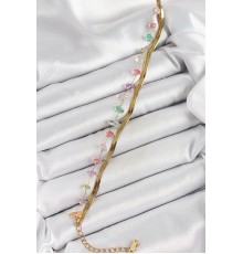 316L Çelik Gold Renk Kristal Karışık Renkli Taşlı Kadın Bileklik - TJ-BB7091