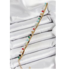 316L Çelik Gold Renk Kristal Karışık Renkli Taşlı 2'li Kadın Bileklik - TJ-BB7092