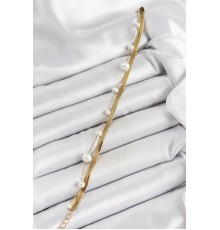 316L Çelik Gold Renk İncili ve İtalyan Zincirli Kadın Bileklik - TJ-BB7094