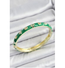 Mineli Pirinç Yeşil Renk Motif Desenli Kadın Kelepçe - TJ-BB7185