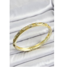 Mineli Gold Pirinç Sarı Renk Motifli Kadın Kelepçe - TJ-BB7181
