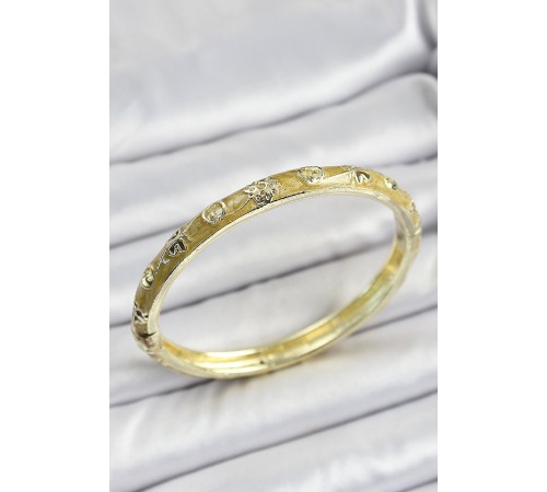 Mineli Gold Pirinç Sarı Renk Motifli Kadın Kelepçe - TJ-BB7181