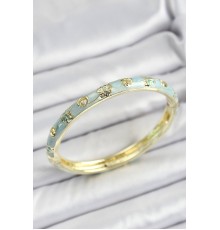 Mineli Pirinç Gold Renk Mavi Renk Motifli Kadın Kelepçe - TJ-BB7180