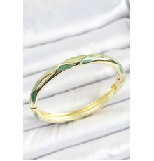 Mineli Pirinç Yeşil Baklava Desenli Gold Renk Kadın Kelepçe - TJ-BB7109