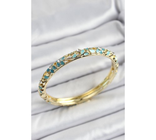 Mineli Pirinç Yeşil Motifli Kadın Kelepçe - TJ-BB7176