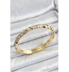 Mineli Pirinç Pembe Krem Çiçek Motifli Kadın Kelepçe - TJ-BB7174