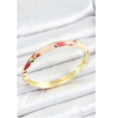 Mineli Pirinç Pembe Desenli Gold Renk Kadın Kelepçe - TJ-BB7113