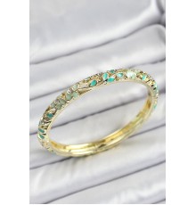 Mineli Pirinç Yeşil Çiçek Motifli Kadın Kelepçe - TJ-BB7171