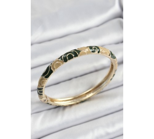 Mineli Pirinç Siyah ve Kahverengi Motifli Kadın Kelepçe - TJ-BB7170