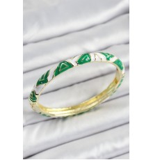 Mineli Pirinç Yeşil Beyaz Motifli Kadın Kelepçe - TJ-BB7169