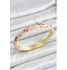 Mineli Pirinç Pembe Çiçek Desenli Kadın Kelepçe - TJ-BB7168