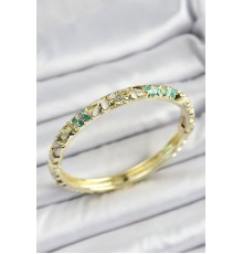 Mineli Pirinç Yeşil Çiçek Desen Motifli Kadın Kelepçe - TJ-BB7164