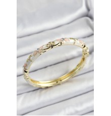 Mineli Pirinç Krem Çiçek Motifli Kadın Kelepçe - TJ-BB7163