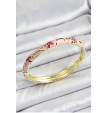 Mineli Pirinç Pembe Çiçek Desenli Kadın Kelepçe - TJ-BB7161