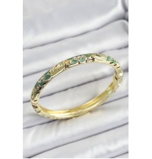 Mineli Pirinç Yeşil Çiçek Motifli Kadın Kelepçe - TJ-BB7158