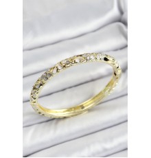 Mineli Pirinç Beyaz Çiçek Motif Kadın Kelepçe - TJ-BB7157