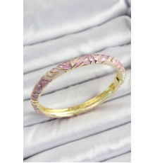 Mineli Pirinç Pembe Renk Desenli Kadın Kelepçe - TJ-BB7153