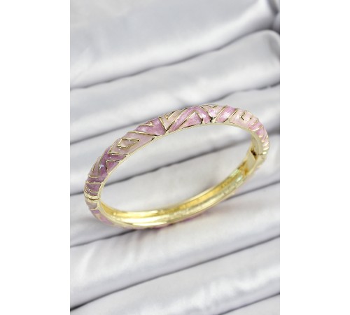 Mineli Pirinç Pembe Renk Desenli Kadın Kelepçe - TJ-BB7153