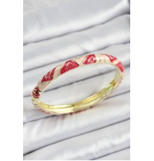 Mineli Pirinç Pembe Geometrik Desenli Kadın Kelepçe - TJ-BB7152