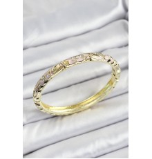 Mineli Pirinç Krem Renk Çiçek Desenli Kadın Kelepçe - TJ-BB7151