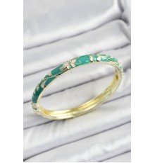 Mineli Pirinç Yeşil Çiçek Motifli Kadın Kelepçe - TJ-BB7150