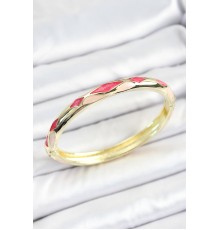 Mineli Pirinç Pembe Baklava Desenli Gold Renk Kadın Kelepçe - TJ-BB7133