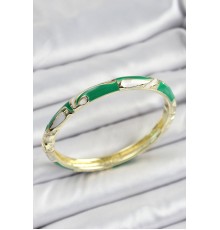 Mineli Pirinç Çiçek Motifli Yeşil Renk Kadın Kelepçe - TJ-BB7145