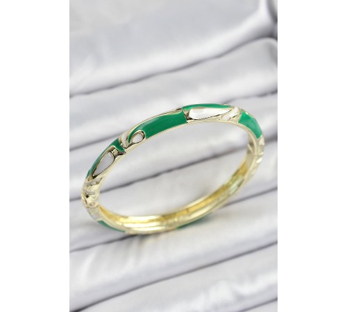 Mineli Pirinç Çiçek Motifli Yeşil Renk Kadın Kelepçe - TJ-BB7145