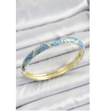 Mineli Pirinç Mavi Geometrik Desenli Kadın Kelepçe - TJ-BB7144