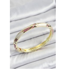 Mineli Pirinç Pembe Krem Motifli Kadın Kelepçe - TJ-BB7142