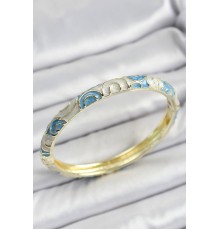 Mineli Pirinç Mavi Geometrik Desenli Kadın Kelepçe - TJ-BB7139