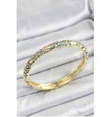 Mineli Pirinç Su Yeşili Çiçek Desen Motifli Kadın Kelepçe - TJ-BB7138