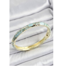 Mineli Pirinç Buz Mavisi Çiçek Desenli Kadın Kelepçe - TJ-BB7137