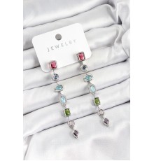 Pirinç Renkli Zirkon Taşlı Sallantılı Model Gümüş Renk Kadın Küpe - TJ-BKP10743