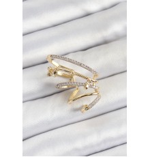 Pirinç Zirkon Taşlı Sıkıştırma Sağ Kıkırdak Gold Renk Kadın Küpe - TJ-BKP10753