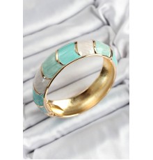 Mineli Pirinç Yeşil Renk Motif Desenli Kadın Kelepçe - TJ-BB7194