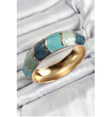 Mineli Pirinç Mavi Su Yeşili Renk Motif Desenli Kadın Kelepçe - TJ-BB7196