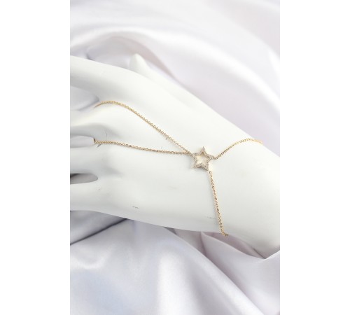 Pirinç Gold Renk Zirkon Taşlı Yıldız Model Şahmeran - TJ-SN678